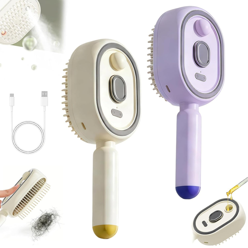 Electric Spray Air Cushion Massage Comb, 2026 Upgrade Enhanced Fog Coverage and Longer, Electric Steam Brushs for Hair, Rechargeable Steam Hair Straightener (Blue-Enhanced)